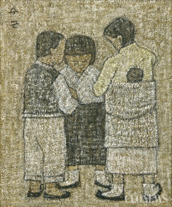 박수근作 '아기 업은 소녀와 아이들' Oil on Canvas, 45.8 x 37.5cm, 1952년│개인소장│ⓒPark Soo Keun